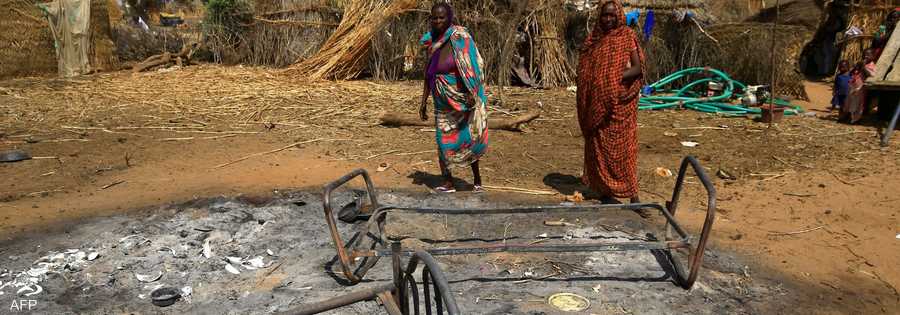 جانب من آثار الاعتداءات على قرى في دارفور. (أرشيفية)
