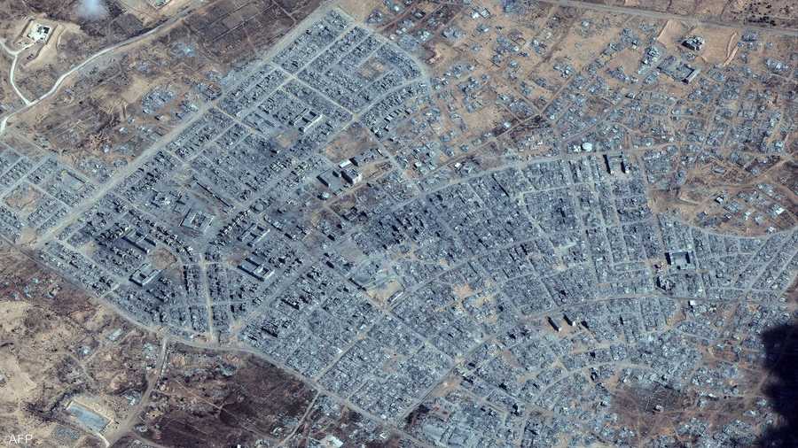 صورة لحجم الدمار الهائل في حي تل السلطان والحي السعودي غرب رفح