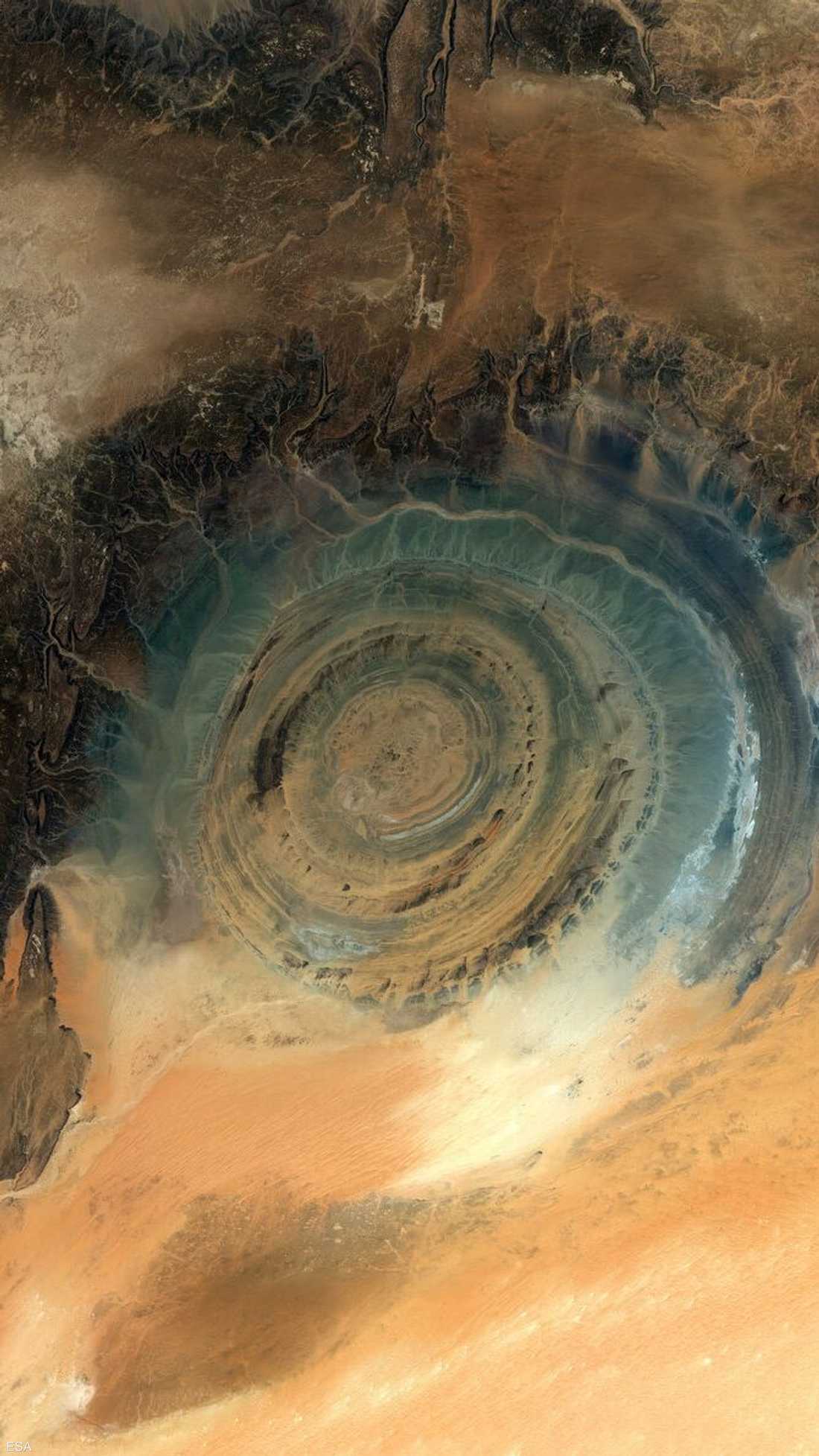 لقطة نشرتها وكالة الفضاء الأوروبية لعين الصحراء في موريتانيا