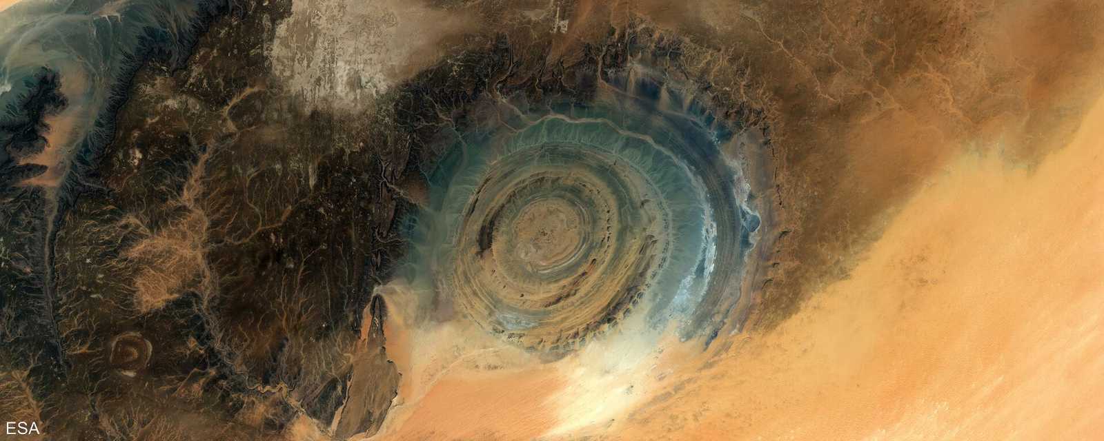 لقطة نشرتها وكالة الفضاء الأوروبية لعين الصحراء في موريتانيا